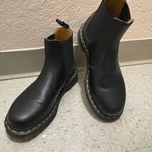 Dr. Martens 2976 smooth leather Chelsea boot in black with yellow stitching